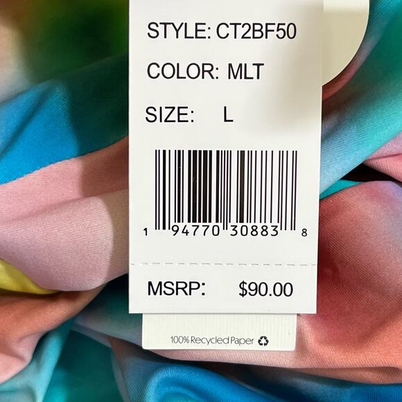 Citrus Reversible Crop Rashguard Swimsuit Top and Bottom Multi Womens Size Large - Picture 13 of 16